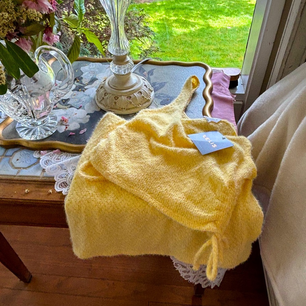 Fuzzy Yellow Miniskirt Set